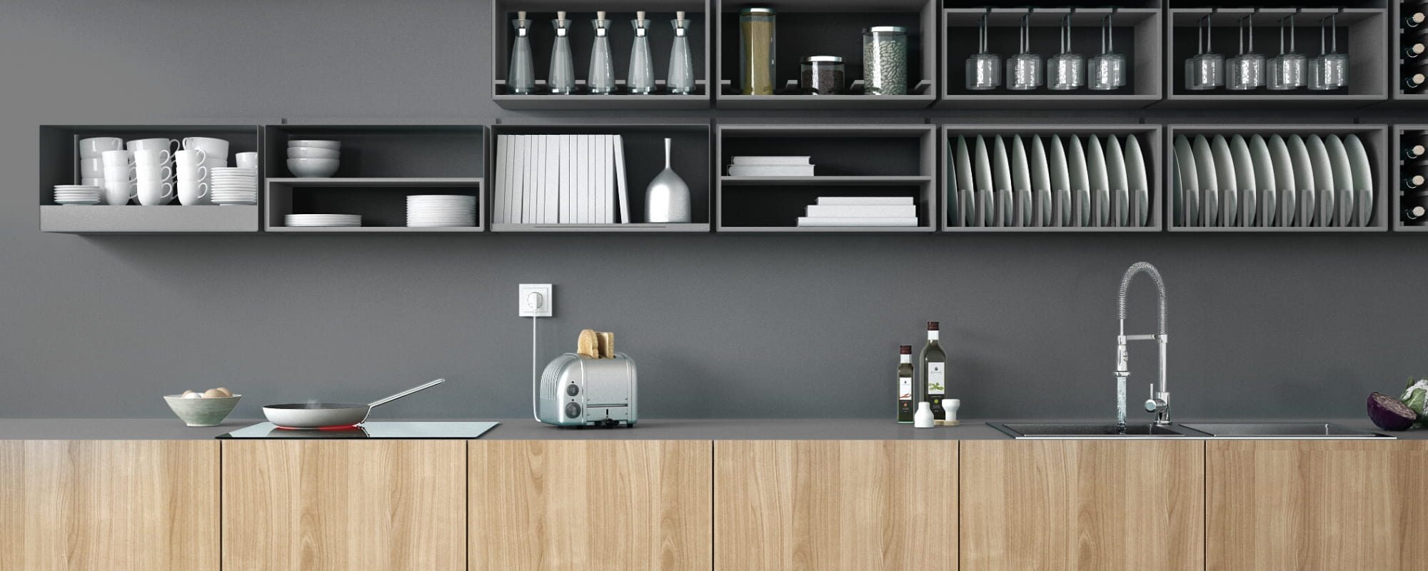 modern cabinets in modern kitchen